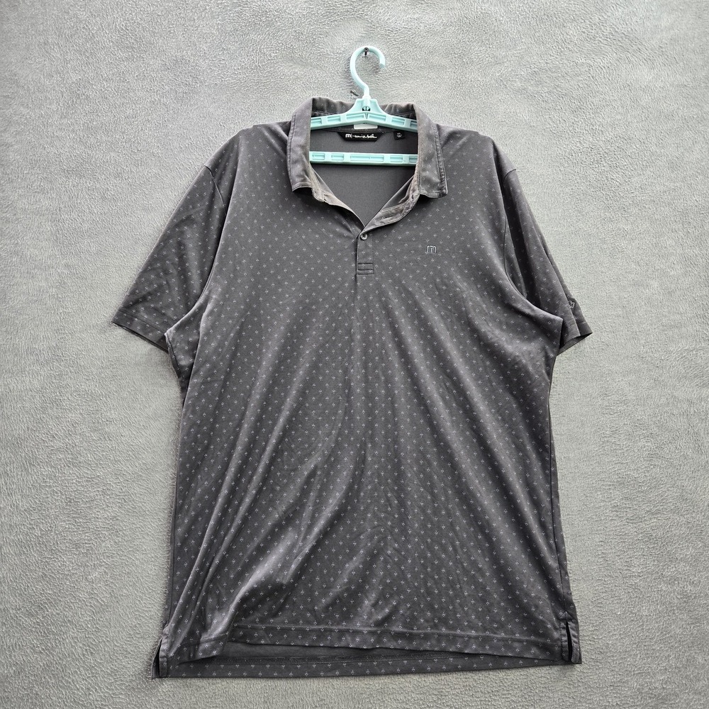 Travismathew Men Polo‎ XXL Gray Embroidered Geometric Golf Club Activewear